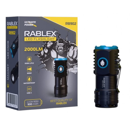 Ручний ліхтар Rablex RB902, Li-ion 18350, Zoom, ЗУ Type-C,