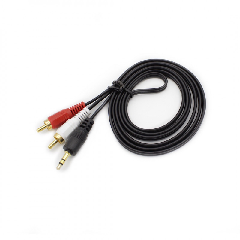 Аудіо відео кабель AV 3.5 Jack (тюльпан 2), 1.5 м (в пакеті)