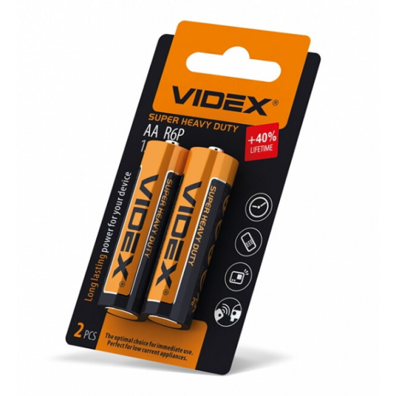 Батарейка Videx R6/AA, соляна, 2шт