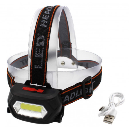 Налобний ліхтар Bailong BL-203, LED+COB, акумулятор, micro USB, 7568
