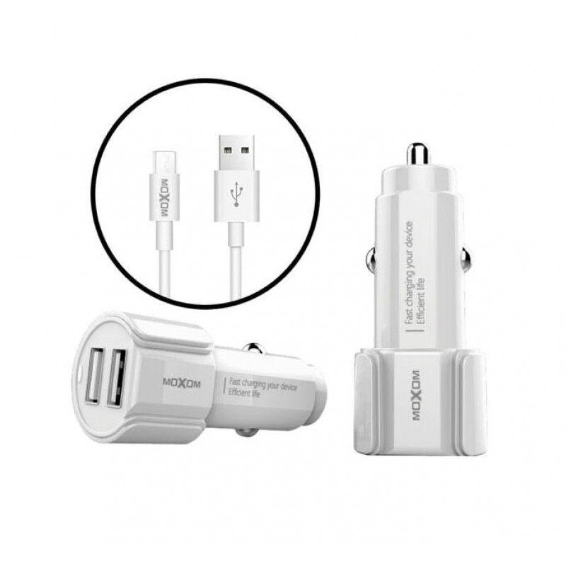Автомобільне зарядне пристрій USB x 2 MOXOM KC-15 Micro