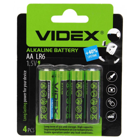 Батарейка Videx LR6/AA ALKALINE Блістер