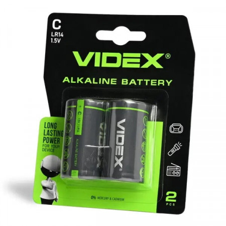 Батарейка Videx LR14P(C) / Алкалінова, Блістер