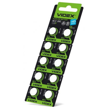 Батарейки-таблетки Videx AG12/LR43/, 1.5V блістер 10 шт.