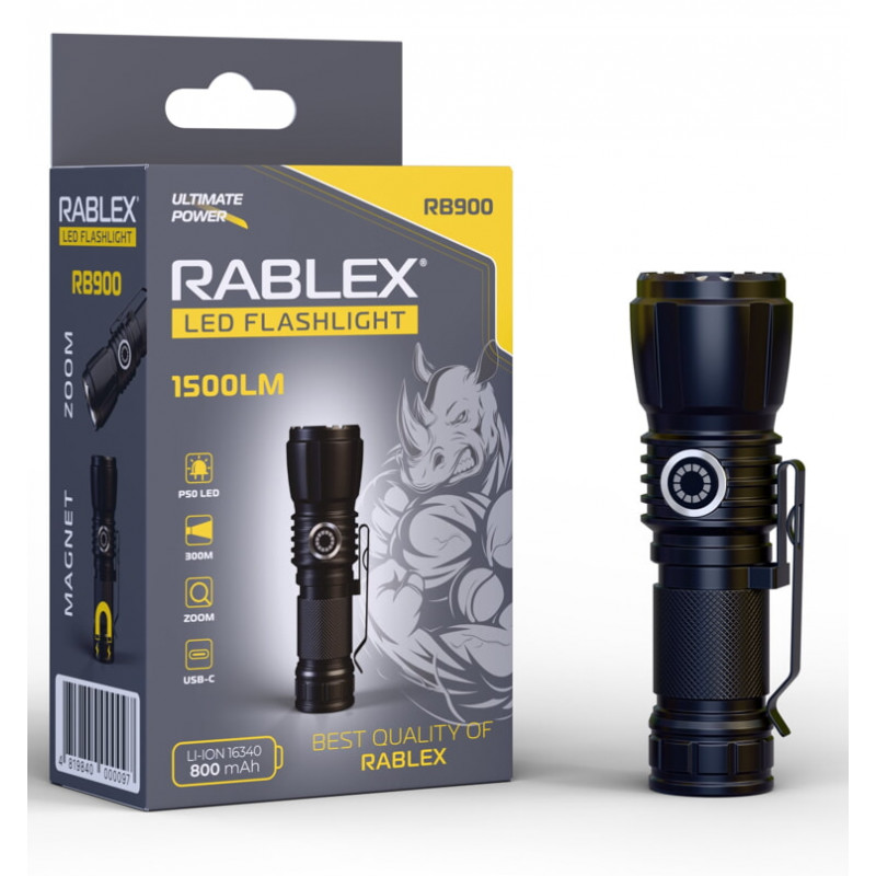 Ручний ліхтар Rablex RB900, Zoom, ЗУ Type-C,