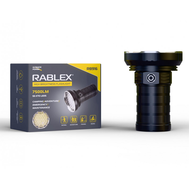 Ручний ліхтар Rablex RB916, 55LED, 4х18650 акум, Type-C, 7500LM
