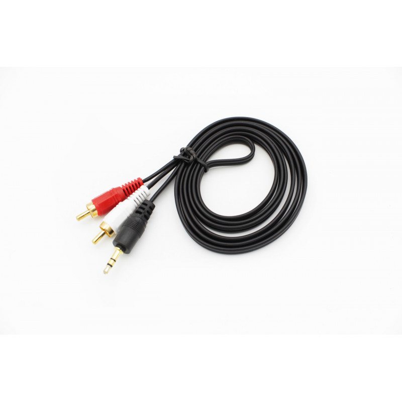 Аудіо відео кабель AV 3.5 Jack (тюльпан 2), 1.5 м (в пакеті)