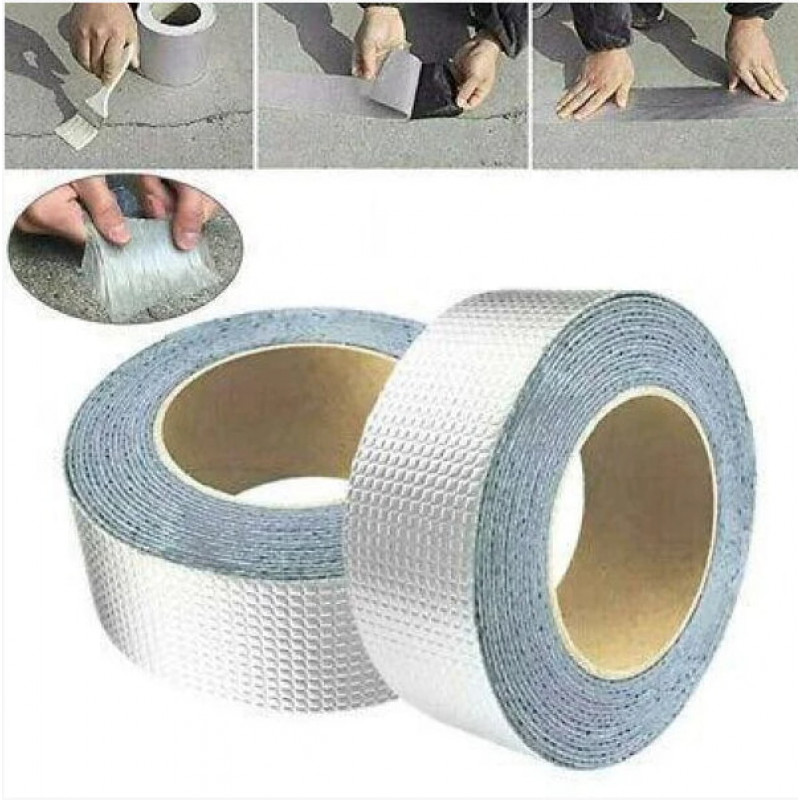 Бутилова водонепроникна стрічка з алюмінієвою фольгою 7233 (BUTYL SELF-ADHESIVE) 5 см*1.2 мм*10 м