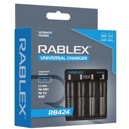 Зарядний пристрій Rablex RB424 універсальний на 4 акум. (Ni-MH/Ni-Cd: AA, AAA, AAAA, C, SC, F6; L