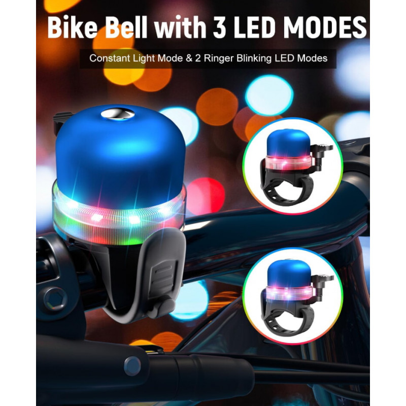 Велосипедний дзвінок PL-B19R X-56 акумуляторний + RGB LED + Type-C + водонепроникний