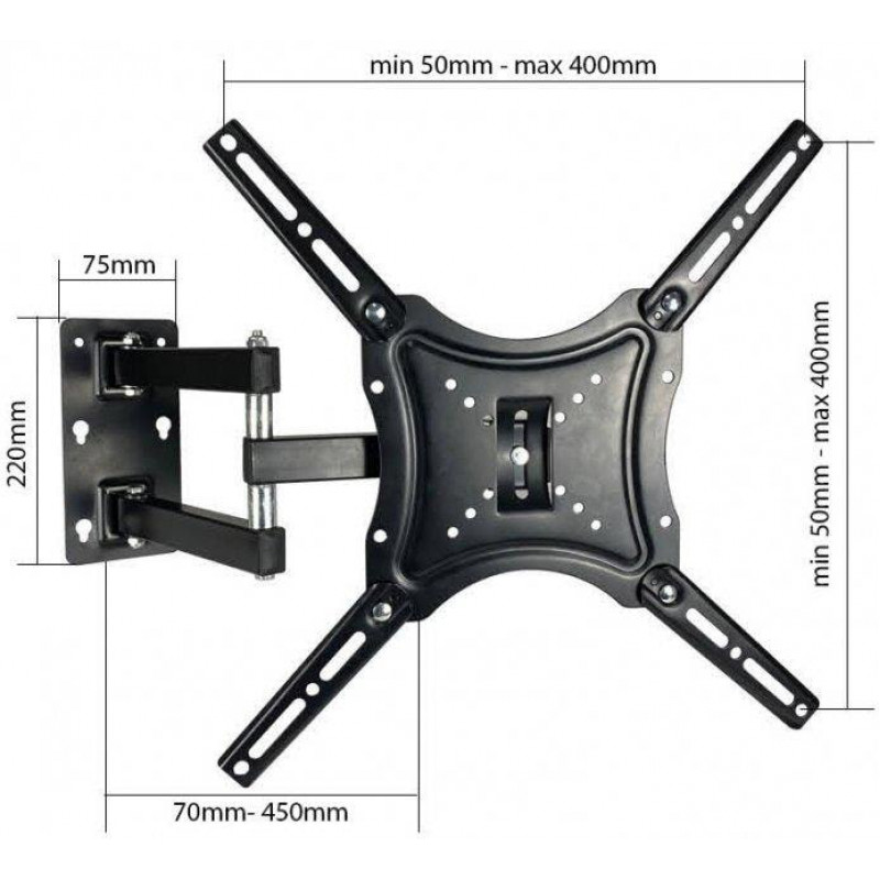 Кріплення Кронштейн для телевізора Home Design HDL-117B-2 14"-55" / поворотний / 6896