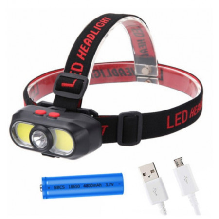 Налобний ліхтар KX-302-LED, 2COB, PL168, 1x18650, ЗУ Type-C