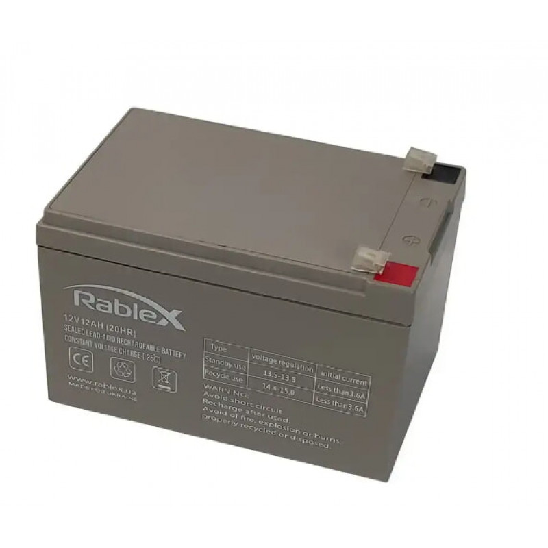 Акумуляторна батарея Rablex 12V 12Ah (RB1212), свинцево-кислотна (SLA)