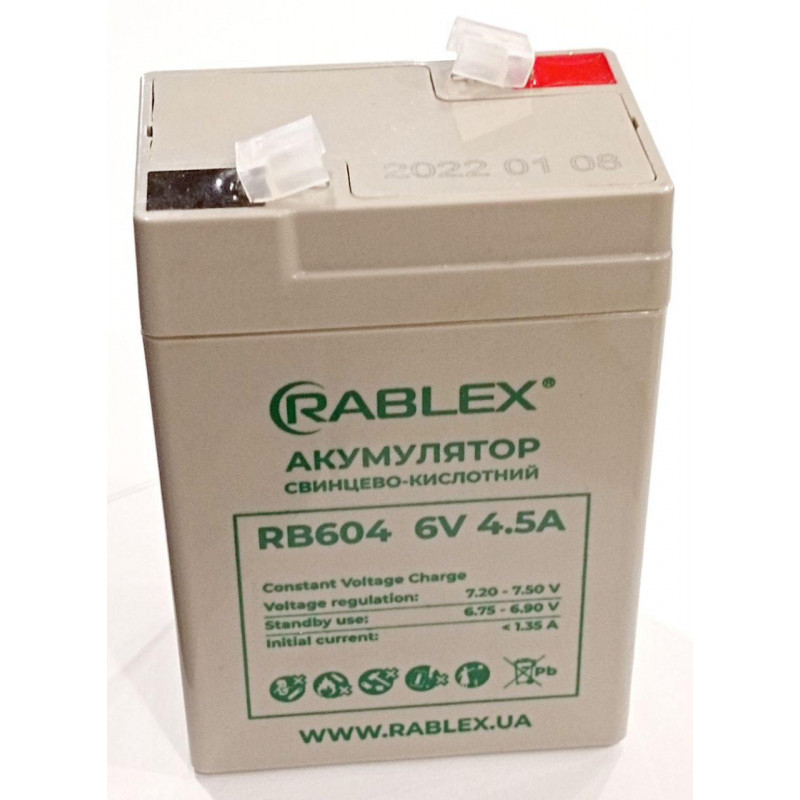 Акумуляторна батарея Rablex 6V 4.5Ah (RB645), свинцево-кислотна (SLA)