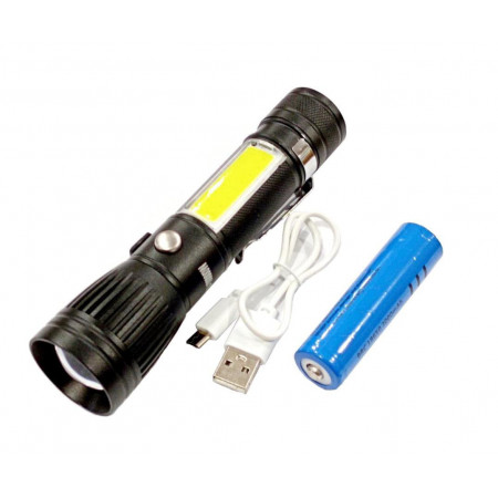 Ручний ліхтар Police RB224, Li-ion 18650, T6+COB, Zoom/ ЗУ USB