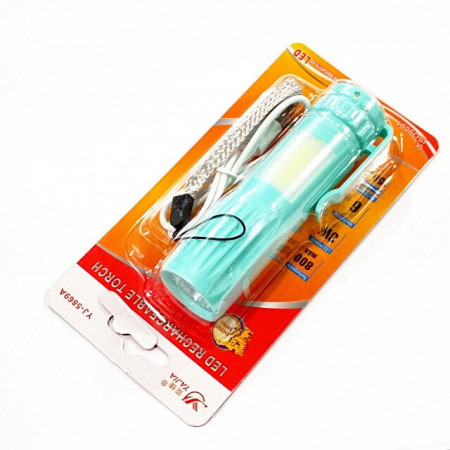 Ручний ліхтар Yajia YJ-5869A, Акумулятор, MicroUSB, 1LED+COB, бічне підсвічування