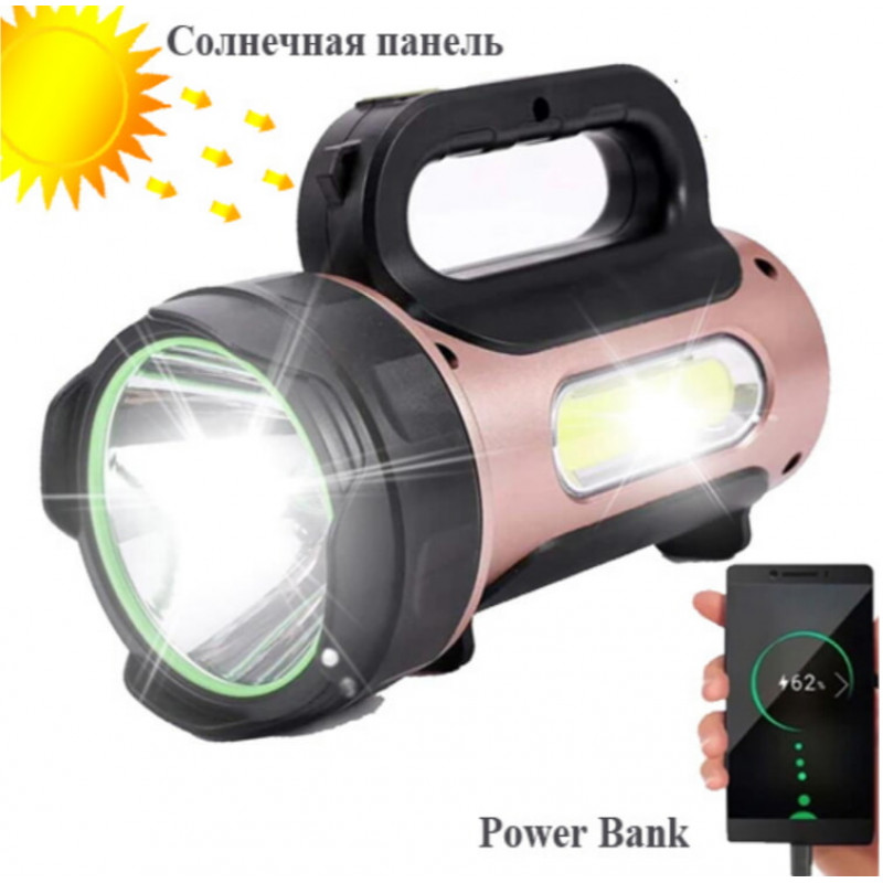 Ручний фонар T93-LED+COB, Білий, Червоний, powerbank, Li-Ion акум., сон., батарея, ЗУmicroUSB,