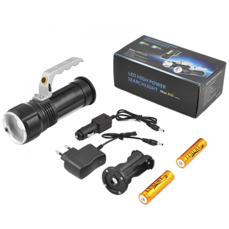Ручний ліхтар Police S912-XPE+COB, Білий, Червоний, 2x18650, zoom, ЗУ 220V, 12V