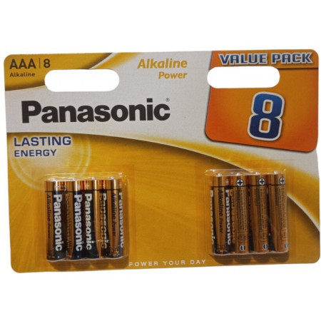 Батарейка Panasonic LR3, AAA, лужна, 8 штук