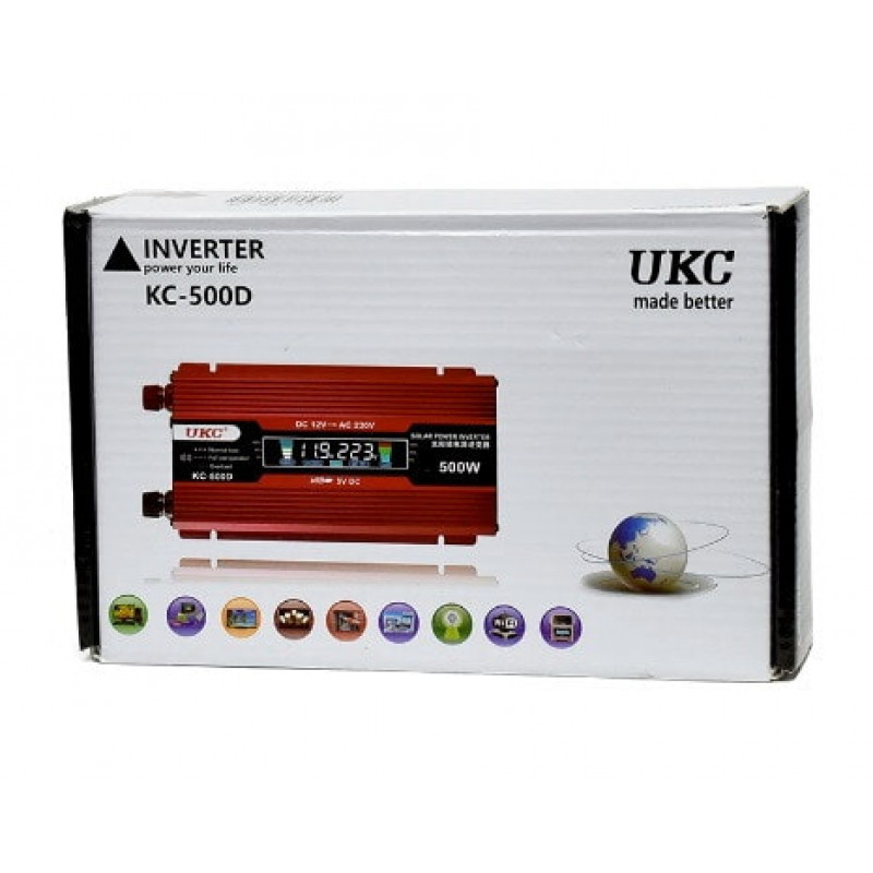 Інвертор перетворювач UKC AC/DC KC-500D 500W 12V + lcd / 3738