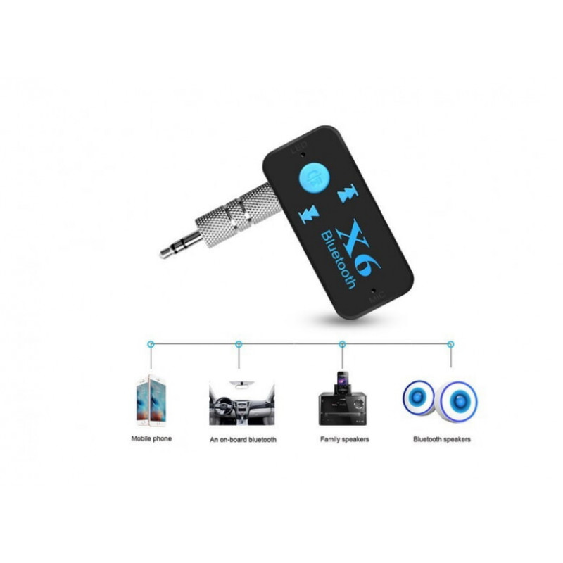 Беспроводной адаптер AUX Bluetooth-приемник BT-X6 /  3,5ММ JACK, HANDSFREE В АВТО / 6948
