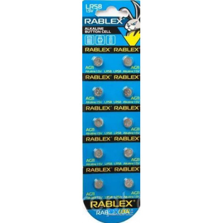 Батарейки-таблетки Rablex LR58/AG11/1.5V блістер 10шт.
