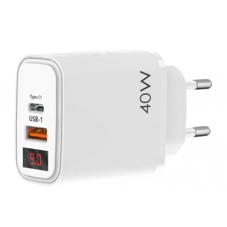 СЗУ Мережева зарядна пристрій PD PKG050 40W QC3.0 LED