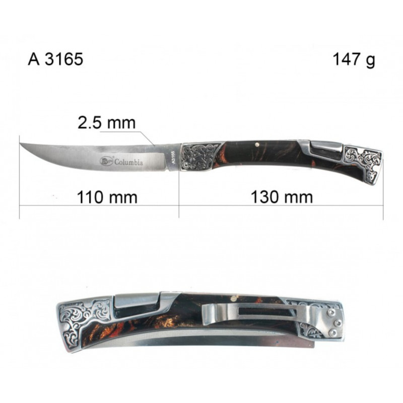 Ніж складний Columbia A3164 чорний 24 см
