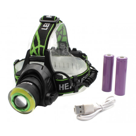 Налобний ліхтар PL107, BL-T106-T6, 2х18650, ЗУ microUSB, T6+Cob, Zoom
