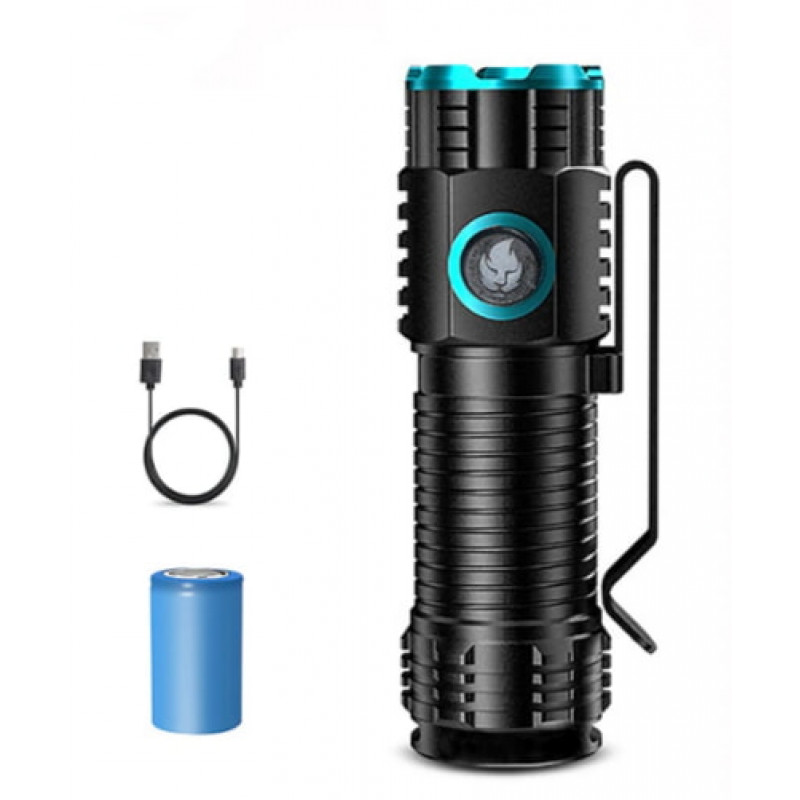 Ручний ліхтар Rablex RB901, Li-ion 16340, Zoom, ЗУ Type-C,