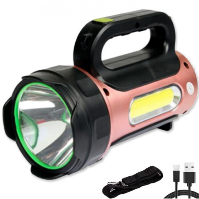 Ручний фонар T93-LED+COB, Білий, Червоний, powerbank, Li-Ion акум., сон., батарея, ЗУmicroUSB,