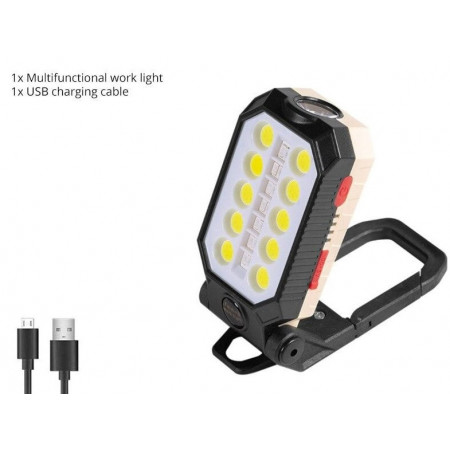 Ліхтар для кемпінгу RB352 W598B, акумулятор, type-c, магніт, карабін, червоно-синій миготливий