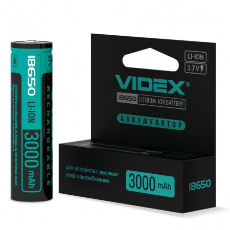 Акумулятор Videx 18650 Li-ion 3000mAh 3.7V З ЗАХИСТОМ !!
