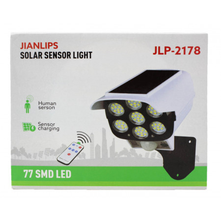 Вуличний ліхтар з сонячною панеллю у вигляді камери JLP-2178 / 77SMD / 7728