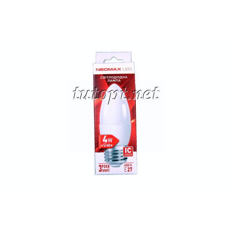 Світлодіодна LED лампочка NeoMax 4W NX4C E27 4000K (Свічка)