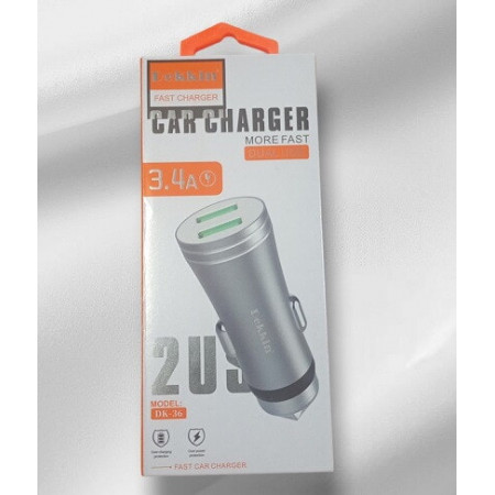 Автомобільний зарядний пристрій USB x 2 Dekkin DK-36 / MicroUSB / DC5V-3.4A