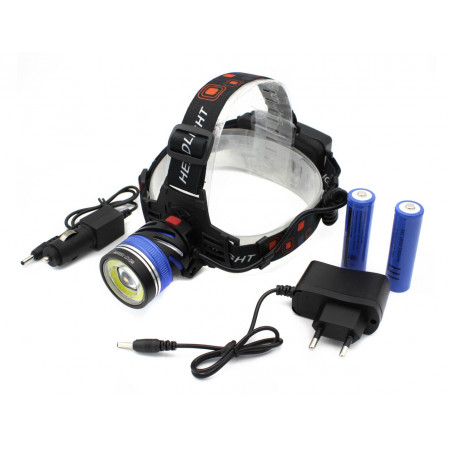 Налобний фонар PL127, Акк., T6 LED, Zoom, автомобільна зарядка
