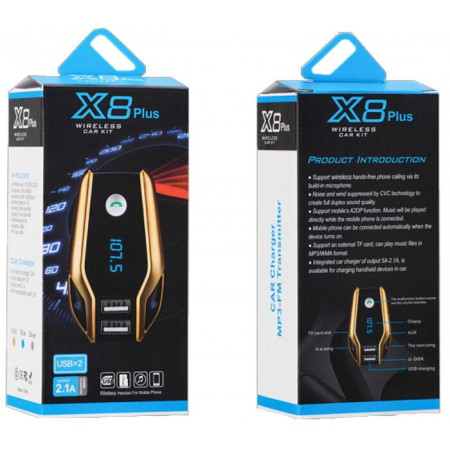 FM модulator X8 Plus Bluetooth 2 х USB, 4912