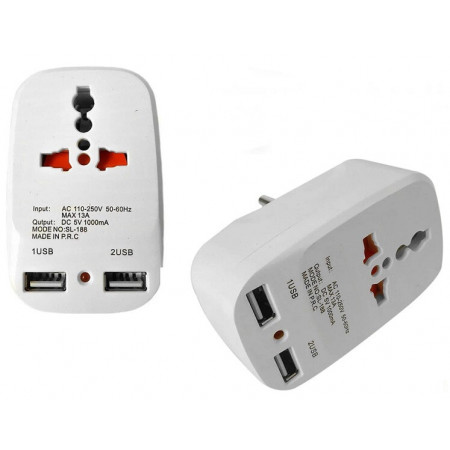 Універсальний адаптер 2в1, перехідник+зарядка USB / NK-823/ 7043