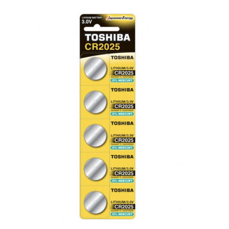 Батарейки-таблетки Toshiba CR2025 / 3V блістер 5шт.