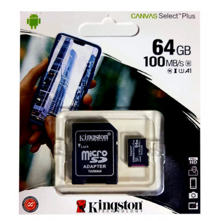 Карта пам'яті micro SDHC Kingston (UHS-3) 64GB клас 10 (з адаптером) (Гарантія 3 роки)
