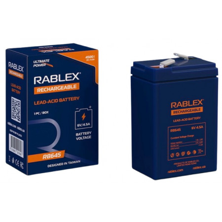 Акумуляторна батарея Rablex 6V 4.5Ah (RB645), свинцево-кислотна (SLA)