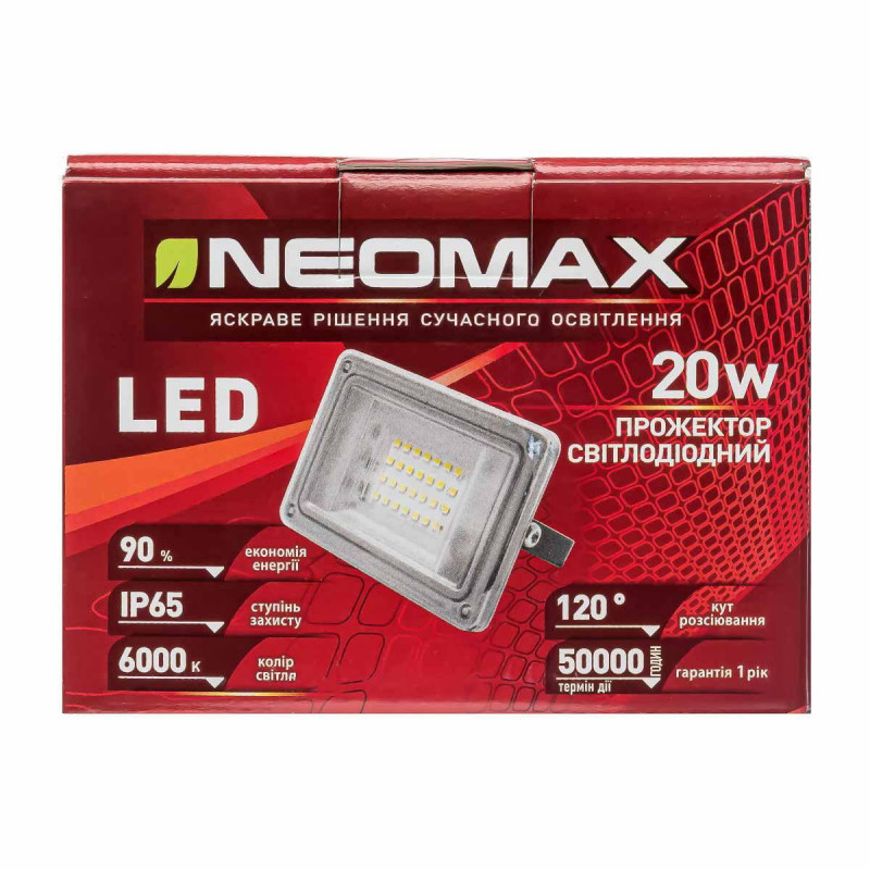 Прожектор Світлодіодний NeoMax 20W LED IP65 6000K (11см*8см)