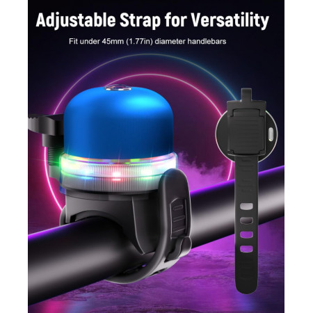 Велосипедний дзвінок PL-B19R X-56 акумуляторний + RGB LED + Type-C + водонепроникний