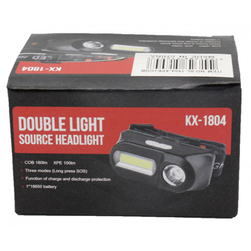 Налобний ліхтар Bailong BL-1804, PL185, LED+COB, акумулятор 18650, micro USB