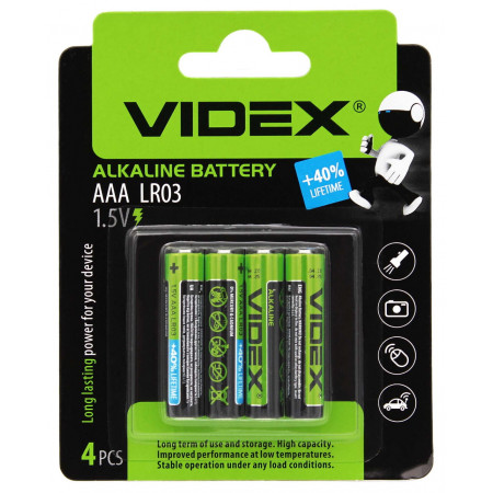 Батарейка Videx LR3/AAA / ALKALINE Блістер
