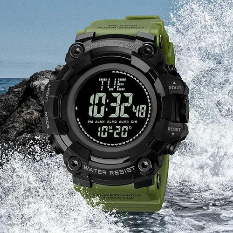 Часы наручные SKMEI 2037AG, ARMY GREEN, Compass, 10291