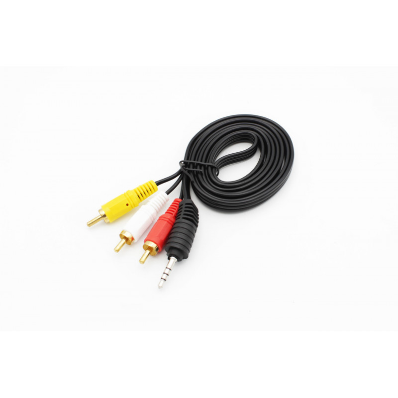 Аудіо відео кабель AV 3.5 Jack (тюльпан 3), 1.5 м (в пакеті)