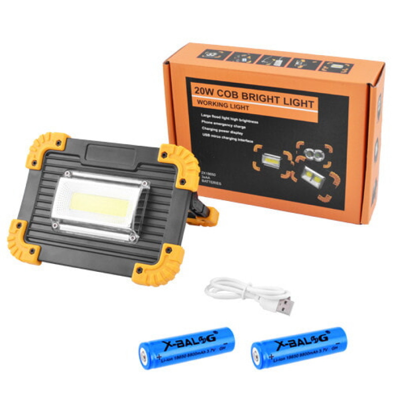 Прожектор світлодіодний акумуляторний L811-20W-COB+1W, ЗУ micro USB, 2x18650/3xAA, Power Bank,