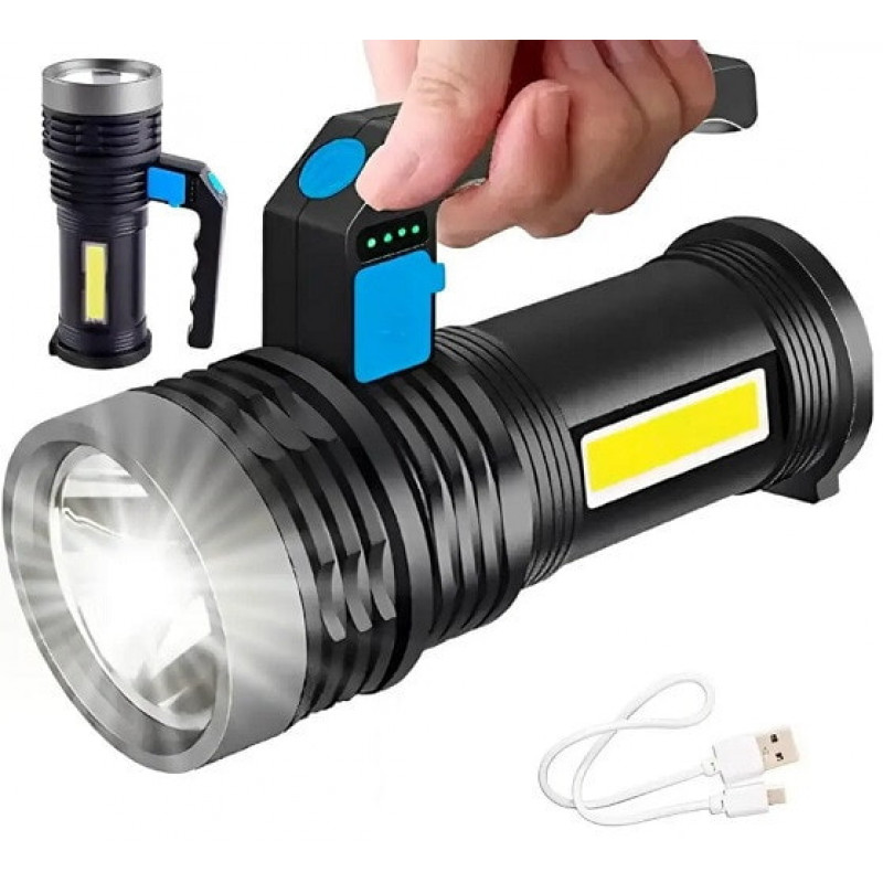Ручний ліхтар BL-8205, вбудований акум, USB, індикатор зарядки